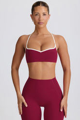 Soft Active Sweetheart-Neck Sports Bra in Cherry