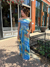 Beth Blue Mesh Drape Twist Maxi Dress