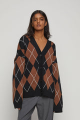 OVERSIZED ARGYLE CARDIGAN