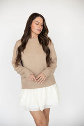 Cassie Beige Sweater Mini Dress