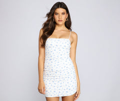 Ditsy Floral Daze Ribbed Knit Mini Dress