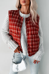 Fireside Chats Quilted Plaid Vest (Red Plaid)