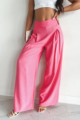 Energetic Response High Rise Pleated Wide Leg Pants (Pink)