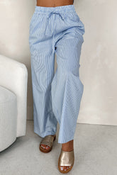 Seaside Summer Striped Wide Leg Pants (Blue Stripe)