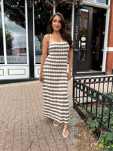 Kayla Cream and Mocha Stripe Knit Maxi Dress