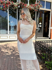 Quincey Knit Midi Dress- Ecru
