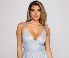 Rashida Lattice Back Glitter Dress