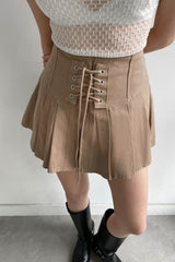 PLEATED TWILL MINI SKIRT