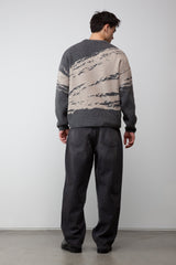 PAINT BRUSH EFFECT CREWNECK SWEATER