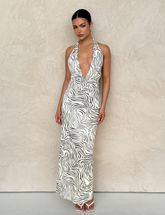 CRESSIDA DRESS - NEUTRAL : ZEBRA