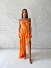Terry Orange Ruffle Maxi Dress
