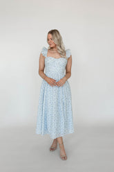 Winslow Blue Floral Eyelet Midi Dress