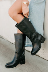 Off The Trail Mid-Calf Faux Leather Boots (Black)
