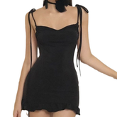 Cowl neck backless ruffle self tie cami mini dress | Festival Outfits Women