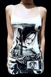 Retro Street Gothic Cropped Mini Dress