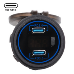 Blueline USBC Charger Socket With Voltmeter 12-24v