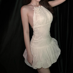 Halter self tie lace backless mini dress | Festival Outfits Women