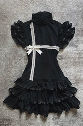 Vintage Half High Neck Bow Mini Dress