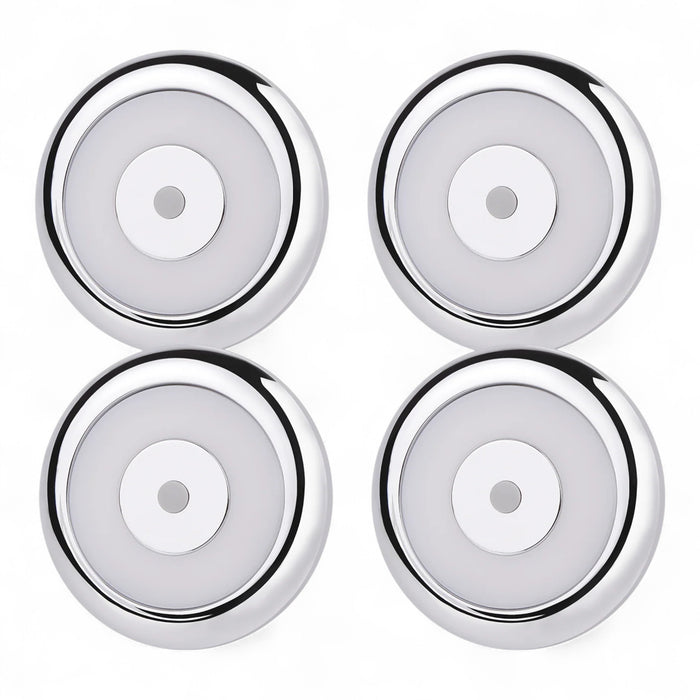 compact silver 12v dome lights shown as a set of four