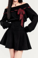 One Shoulder Cinched Waist Dark Girl Mini Dress