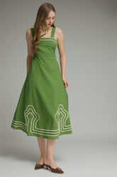 Ashley Embroidered Trim Midi Dress