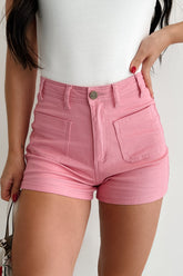 Just This Once High Rise Denim Shorts (Pink)