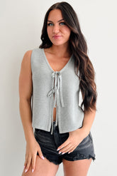 Girls’ Night In Tie Front Sweater Vest (Heather Grey)