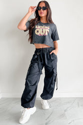 Mansel Wide Leg Cargo Pants (Black)