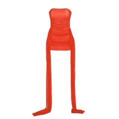 Backless mesh ruched tube mini dress | Festival Outfits Women