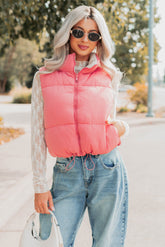 On The Reverse Side Reversible Puffer Vest (Hibiscus/Beige)