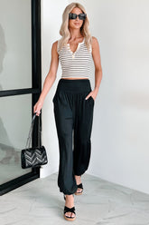 Not A Care In The World High Waist Harem Pants (Black)