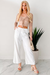Morning Glow Linen Drawstring Pants (White)