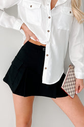 Focused and Fierce Pleated Cargo Mini Skort (Black)