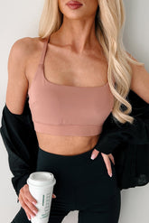 Game Face On Criss-Cross Activewear Top (Clay)