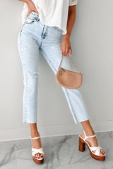 Opal High Rise Distressed Slim Straight Risen Jeans (Acid Light)