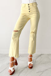 Denzel Straight Leg Distressed Risen Jeans (Yellow)