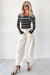 Leo Corduroy Barrel Leg Pants (Bone)