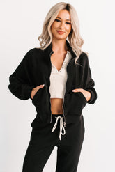 On The Field Fleece High Neck Track Jacket (Black)