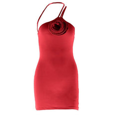 Irregular flower applique backless cami mini dress | Festival Outfits Women
