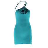 Irregular flower applique backless cami mini dress | Festival Outfits Women