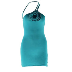 Irregular flower applique backless cami mini dress | Festival Outfits Women