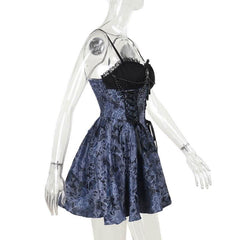 Sweetheart neck beaded smocked lace up cami mini dress | Festival Outfits Women