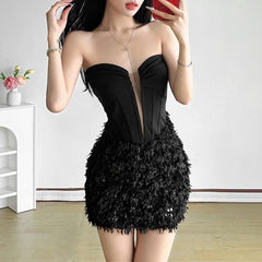 Sweetheart neck glitter mini dress | Festival Outfits Women