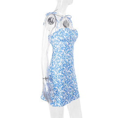 Self tie flower print backless cami mini dress | Festival Outfits Women