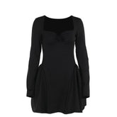 Long sleeve sweetheart neck bowknot mini dress | Festival Outfits Women