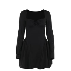 Long sleeve sweetheart neck bowknot mini dress | Festival Outfits Women