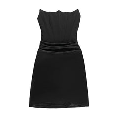 Ruched solid tube backless bustier mini dress | Festival Outfits Women