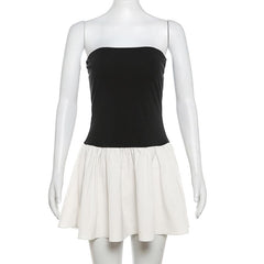 Ruched backless contrast sleeveless tube mini dress | Festival Outfits Women