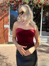 Nyx Burgundy Velvet Strapless Top
