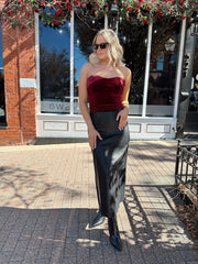 Nyx Burgundy Velvet Strapless Top